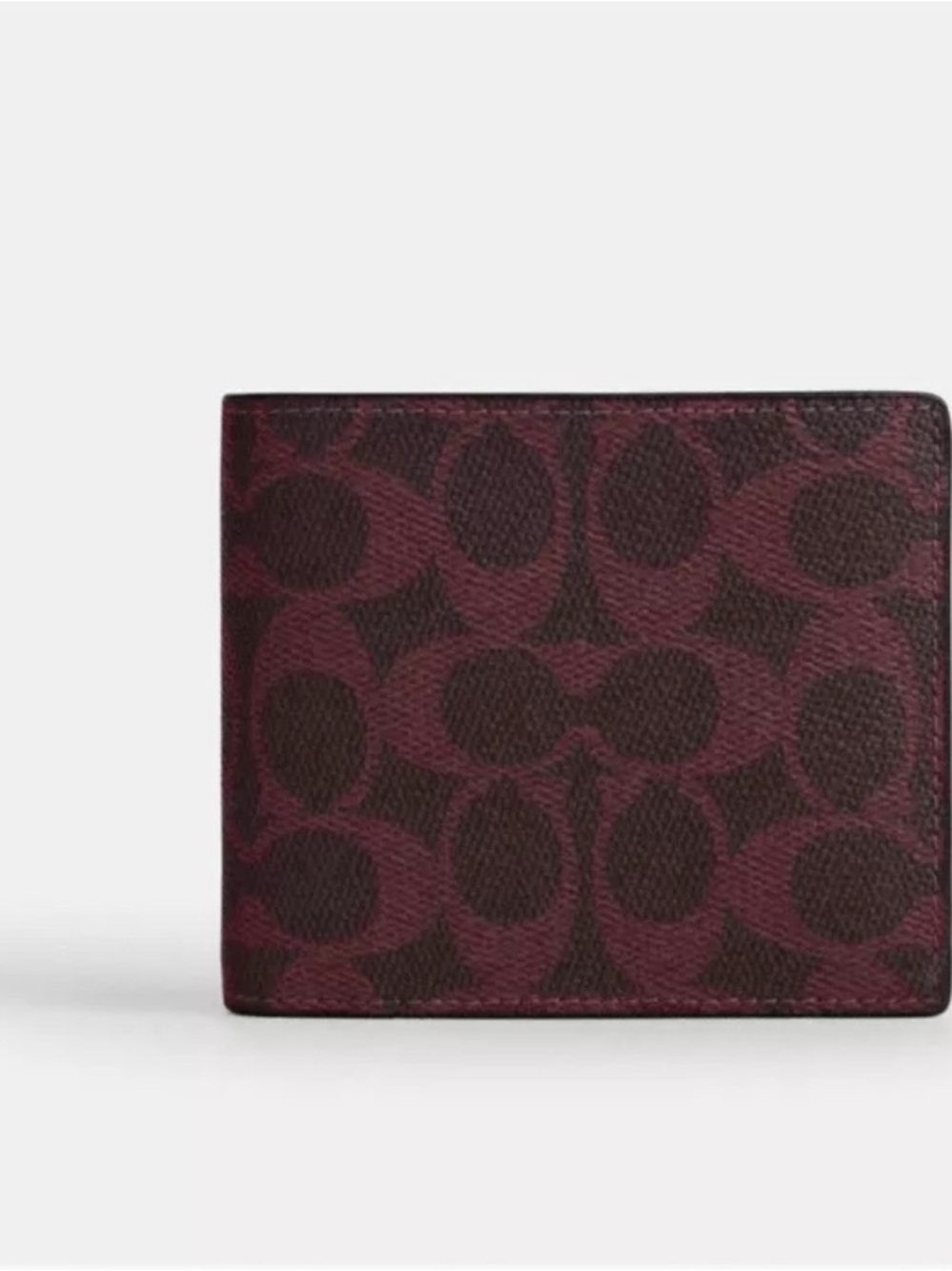 Coach Men’s Signature Canvas Wallet in Burgundy and Chocolate